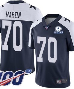 Nike Dallas Cowboys #70 Zack Martin Navy Blue Thanksgiving Men's Stitched With Established In 1960 Patch NFL 100th Season Vapor Untouchable Limited Throwba
