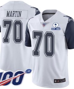 Nike Dallas Cowboys #70 Zack Martin White Men's Stitched With Established In 1960 Patch NFL Limited Rush 100th Season Jersey Men's