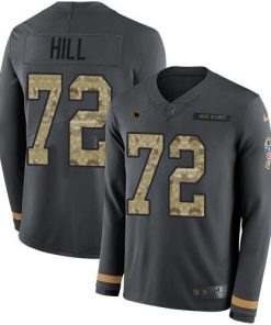Nike Dallas Cowboys #72 Trysten Hill Anthracite Salute to Service Men's Stitched NFL Limited Therma Long Sleeve Jersey Men's