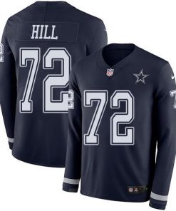 Nike Dallas Cowboys #72 Trysten Hill Navy Blue Team Color Men's Stitched NFL Limited Therma Long Sleeve Jersey Men's