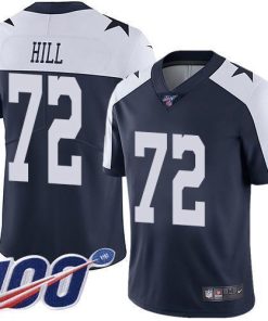 Nike Dallas Cowboys #72 Trysten Hill Navy Blue Thanksgiving Men's Stitched NFL 100th Season Vapor Throwback Limited Jersey Men's