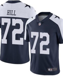 Nike Dallas Cowboys #72 Trysten Hill Navy Blue Thanksgiving Men's Stitched NFL Vapor Untouchable Limited Throwback Jersey Men's