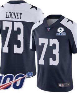 Nike Dallas Cowboys #73 Joe Looney Navy Blue Thanksgiving Men's Stitched With Established In 1960 Patch NFL 100th Season Vapor Untouchable Limited Throwbac