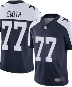 Nike Dallas Cowboys #77 Tyron Smith Navy Blue Thanksgiving Men's Stitched NFL Vapor Untouchable Limited Throwback Jersey Men's
