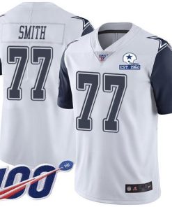 Nike Dallas Cowboys #77 Tyron Smith White Men's Stitched With Established In 1960 Patch NFL Limited Rush 100th Season Jersey Men's