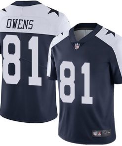 Nike Dallas Cowboys #81 Terrell Owens Navy Blue Thanksgiving Men's Stitched NFL Vapor Untouchable Limited Throwback Jersey Men's