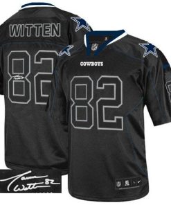 Nike Dallas Cowboys #82 Jason Witten Lights Out Black Men's Stitched NFL Elite Autographed Jersey Men's