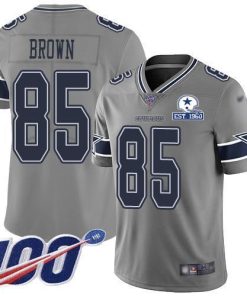 Nike Dallas Cowboys #85 Noah Brown Gray Men's Stitched With Established In 1960 Patch NFL Limited Inverted Legend 100th Season Jersey Men's