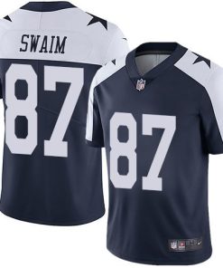 Nike Dallas Cowboys #87 Geoff Swaim Navy Blue Thanksgiving Men's Stitched NFL Vapor Untouchable Limited Throwback Jersey Men's