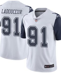 Nike Dallas Cowboys #91 L. P. Ladouceur White Men's Stitched NFL Limited Rush Jersey Men's