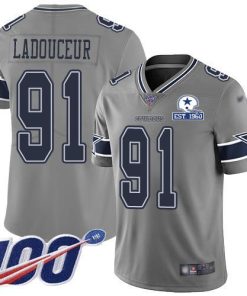 Nike Dallas Cowboys #91 L.P. Ladouceur Gray Men's Stitched With Established In 1960 Patch NFL Limited Inverted Legend 100th Season Jersey Men's