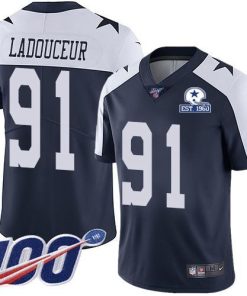 Nike Dallas Cowboys #91 L.P. Ladouceur Navy Blue Thanksgiving Men's Stitched With Established In 1960 Patch NFL 100th Season Vapor Untouchable Limited Thro