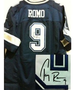 Nike Dallas Cowboys #9 Tony Romo Navy Blue Team Color Men's Stitched NFL Elite Autographed Jersey Men's