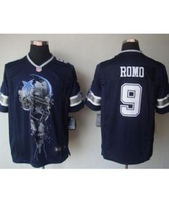 Nike Dallas Cowboys #9 Tony Romo Navy Blue Team Color Men's Stitched NFL Helmet Tri-Blend Limited Jersey Men's