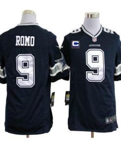 Nike Dallas Cowboys #9 Tony Romo Navy Blue Team Color With C Patch Men's Stitched NFL Game Jersey Men's