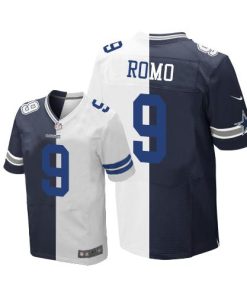 Nike Dallas Cowboys #9 Tony Romo Navy Blue/White Men's Stitched NFL Elite Split Jersey Men's