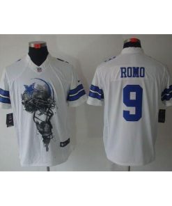 Nike Dallas Cowboys #9 Tony Romo White Men's Stitched NFL Helmet Tri-Blend Limited Jersey Men's