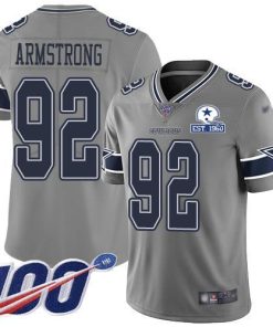 Nike Dallas Cowboys #92 Dorance Armstrong Gray Men's Stitched With Established In 1960 Patch NFL Limited Inverted Legend 100th Season Jersey Men's