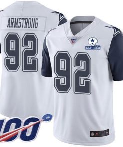 Nike Dallas Cowboys #92 Dorance Armstrong White Men's Stitched With Established In 1960 Patch NFL Limited Rush 100th Season Jersey Men's