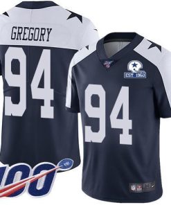 Nike Dallas Cowboys #94 Randy Gregory Navy Blue Thanksgiving Men's Stitched With Established In 1960 Patch NFL 100th Season Vapor Untouchable Limited Throw