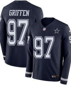 Nike Dallas Cowboys #97 Everson Griffen Navy Blue Team Color Men's Stitched NFL Limited Therma Long Sleeve Jersey Men's