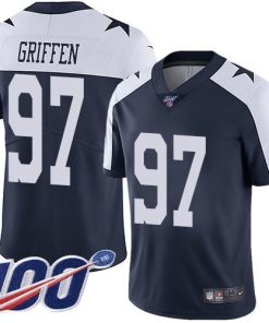 Nike Dallas Cowboys #97 Everson Griffen Navy Blue Thanksgiving Men's Stitched NFL 100th Season Vapor Throwback Limited Jersey Men's