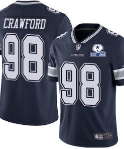 Nike Dallas Cowboys #98 Tyrone Crawford Navy Blue Team Color Men's Stitched With Established In 1960 Patch NFL Vapor Untouchable Limited Jersey Men's