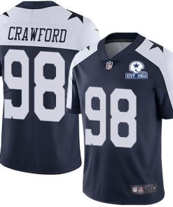 Nike Dallas Cowboys #98 Tyrone Crawford Navy Blue Thanksgiving Men's Stitched With Established In 1960 Patch NFL Vapor Untouchable Limited Throwback Jersey