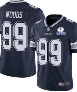 Nike Dallas Cowboys #99 Antwaun Woods Navy Blue Team Color Men's Stitched With Established In 1960 Patch NFL Vapor Untouchable Limited Jersey Men's