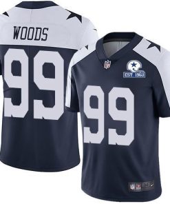 Nike Dallas Cowboys #99 Antwaun Woods Navy Blue Thanksgiving Men's Stitched With Established In 1960 Patch NFL Vapor Untouchable Limited Throwback Jersey M