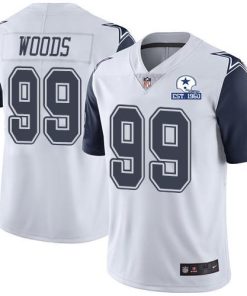 Nike Dallas Cowboys #99 Antwaun Woods White Men's Stitched With Established In 1960 Patch NFL Limited Rush Jersey Men's