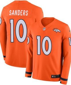 Nike Denver Broncos #10 Emmanuel Sanders Orange Team Color Men's Stitched NFL Limited Therma Long Sleeve Jersey Men's