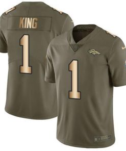 Nike Denver Broncos #1 Marquette King Olive/Gold Men's Stitched NFL Limited 2017 Salute To Service Jersey Men's