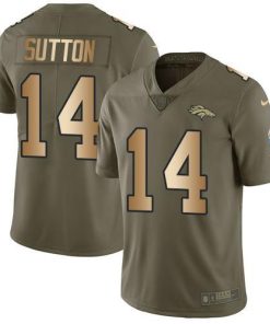 Nike Denver Broncos #14 Courtland Sutton Olive/Gold Men's Stitched NFL Limited 2017 Salute To Service Jersey Men's