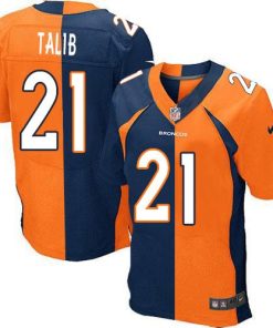 Nike Denver Broncos #21 Aqib Talib Orange/Navy Blue Men's Stitched NFL Elite Split Jersey Men's