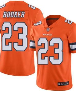 Nike Denver Broncos #23 Devontae Booker Orange Men's Stitched NFL Limited Rush Jersey Men's