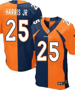 Nike Denver Broncos #25 Chris Harris Jr Orange/Navy Blue Men's Stitched NFL Elite Split Jersey Men's