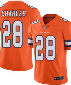 Nike Denver Broncos #28 Jamaal Charles Orange Men's Stitched NFL Limited Rush Jersey Men's