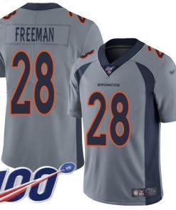 Nike Denver Broncos #28 Royce Freeman Gray Men's Stitched NFL Limited Inverted Legend 100th Season Jersey Men's