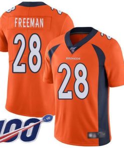 Nike Denver Broncos #28 Royce Freeman Orange Men's Stitched NFL 100th Season Vapor Limited Jersey Men's