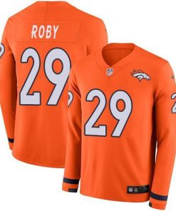 Nike Denver Broncos #29 Bradley Roby Orange Team Color Men's Stitched NFL Limited Therma Long Sleeve Jersey Men's