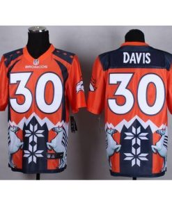 Nike Denver Broncos #30 Terrell Davis Orange Men's Stitched NFL Elite Noble Fashion Jersey Men's