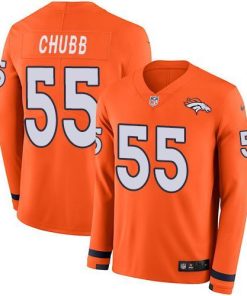 Nike Denver Broncos #55 Bradley Chubb Orange Team Color Men's Stitched NFL Limited Therma Long Sleeve Jersey Men's