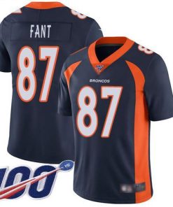Nike Denver Broncos #87 Noah Fant Navy Blue Alternate Men's Stitched NFL 100th Season Vapor Limited Jersey Men's