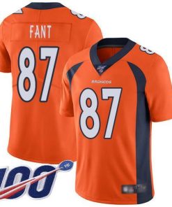 Nike Denver Broncos #87 Noah Fant Orange Men's Stitched NFL 100th Season Vapor Limited Jersey Men's