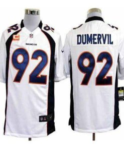 Nike Denver Broncos #92 Elvis Dumervil White With C Patch Men's Stitched NFL Game Jersey Men's