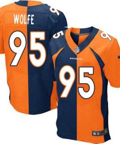 Nike Denver Broncos #95 Derek Wolfe Orange/Navy Blue Men's Stitched NFL Elite Split Jersey Men's