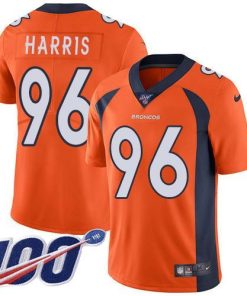 Nike Denver Broncos #96 Shelby Harris Orange Team Color Men's Stitched NFL 100th Season Vapor Untouchable Limited Jersey Men's