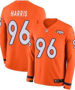 Nike Denver Broncos #96 Shelby Harris Orange Team Color Men's Stitched NFL Limited Therma Long Sleeve Jersey Men's