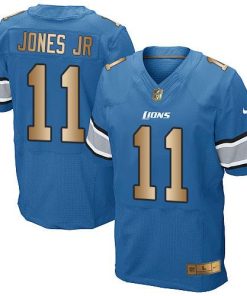 Nike Detroit Lions #11 Marvin Jones Jr Blue Team Color Men's Stitched NFL Elite Gold Jersey Men's